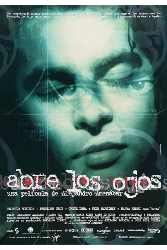 Green-tinted close-up, 'Abre los ojos' poster