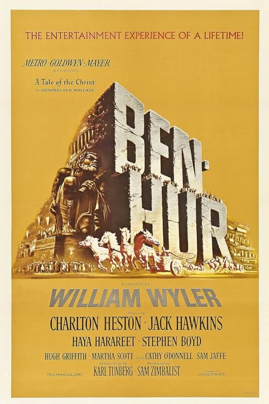 Golden Ben-Hur poster with chariot race