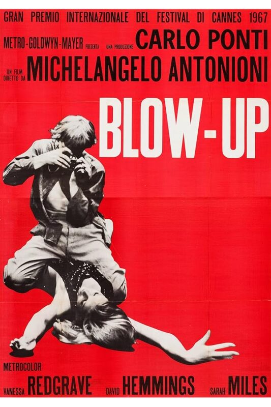 Red BLOW-UP poster showing photographer over woman