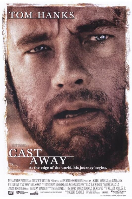 Bearded man's close-up on Cast Away poster