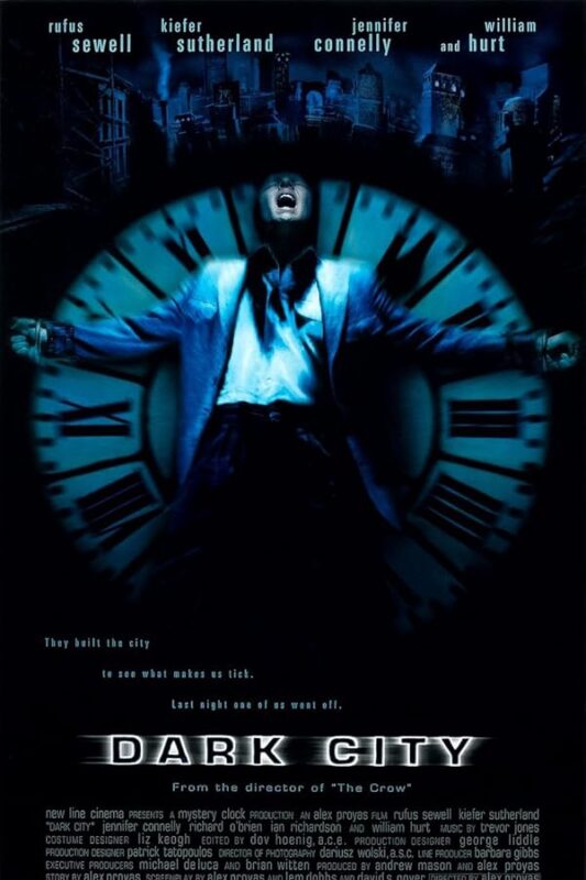 Screaming man strapped to giant clock