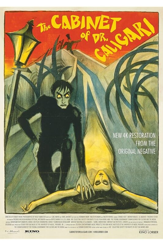 Expressionist poster of Dr. Caligari's somnambulist.