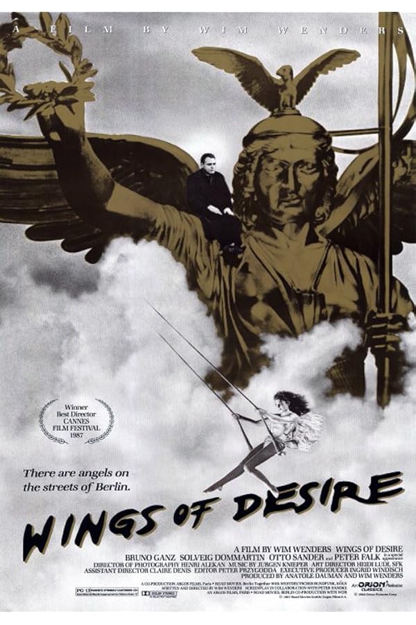 Giant angel statue with two figures