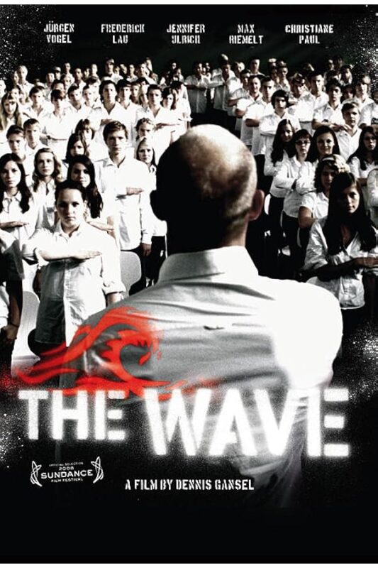 Instructor facing uniformed students; The Wave title