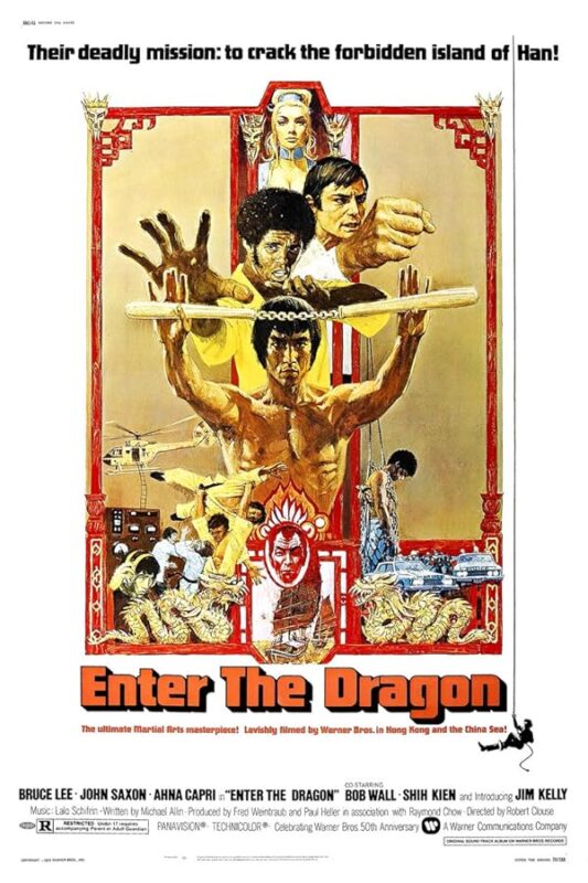 Vintage martial-arts poster with shirtless fighter
