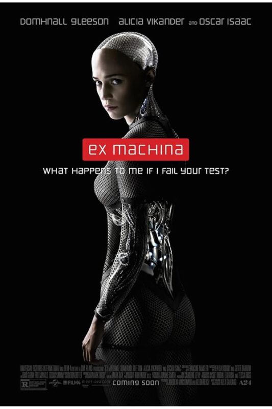 Female humanoid robot in dark poster