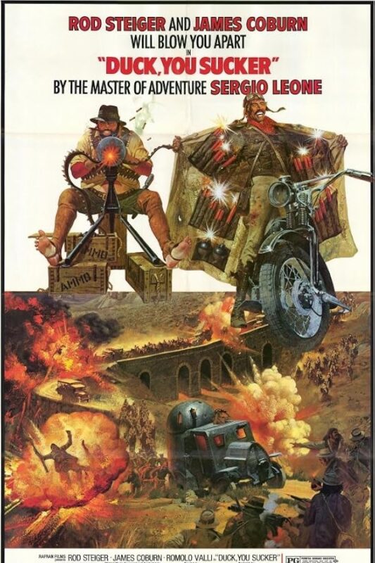 Two gunmen displaying explosives above battlefield