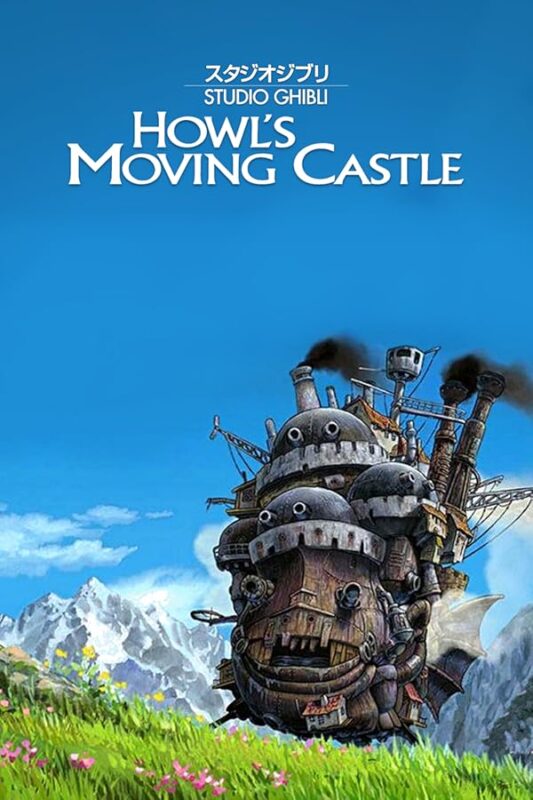 Steampunk walking castle against blue sky