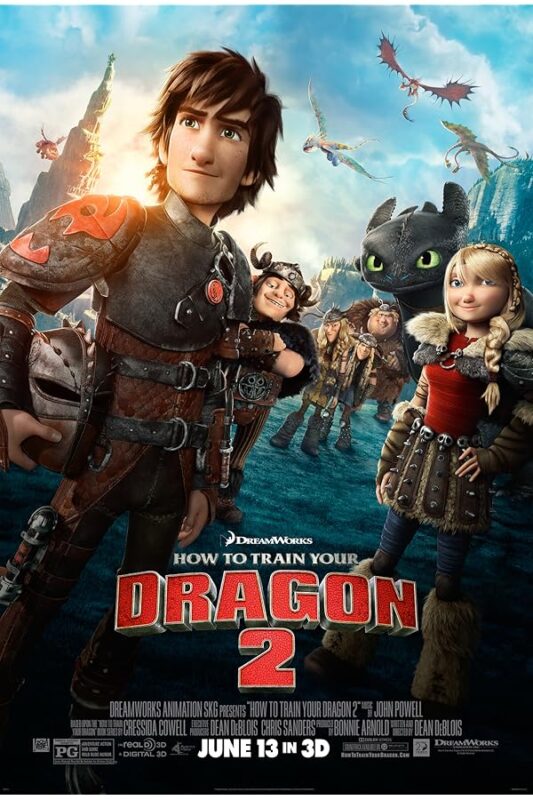 Hiccup, Toothless, and crew with dragons