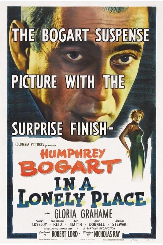 Vintage suspense poster with looming male face