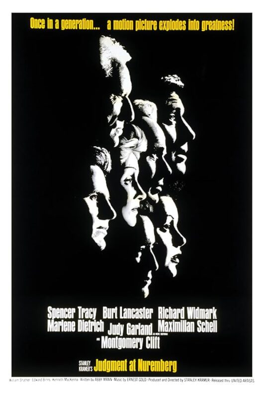 Black poster with stacked white profiles