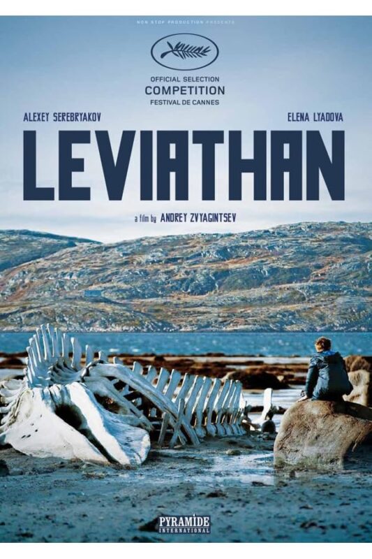 Person sitting by whale skeleton on shoreline