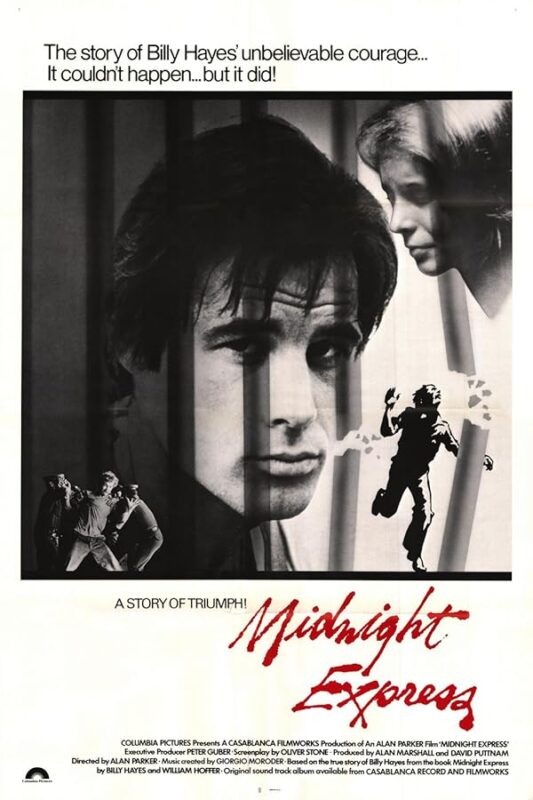 Midnight Express poster: man behind bars