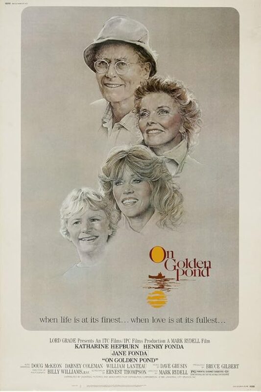 Four smiling faces above On Golden Pond