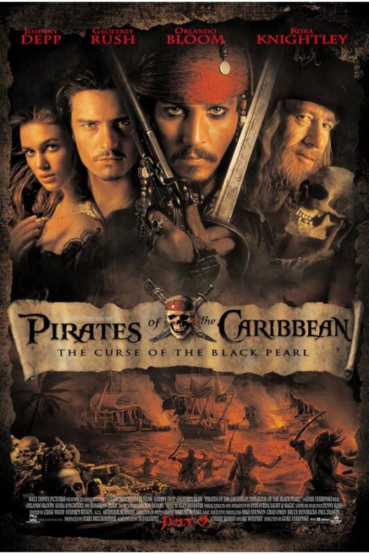 Pirate movie poster showing four characters