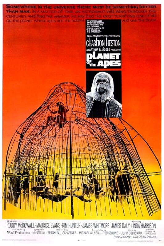 Orange poster showing giant ape-cage.