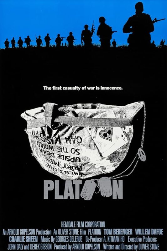 Soldier silhouettes above helmet and dog tags