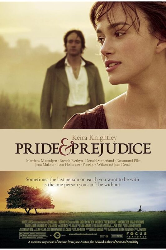 Pride & Prejudice poster, woman in foreground.