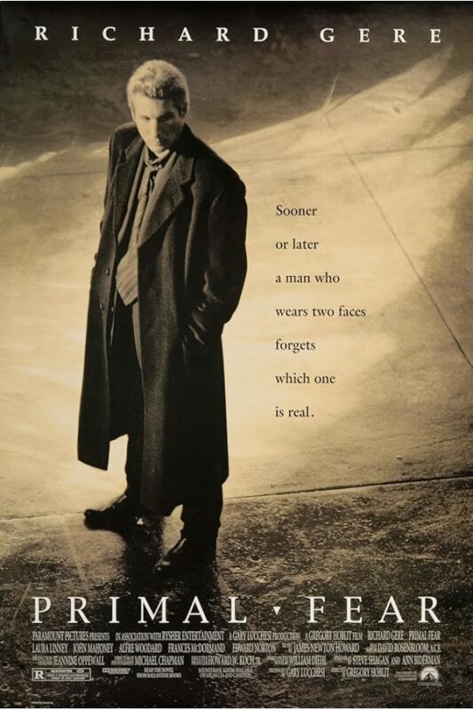 Primal Fear poster: man in long coat.