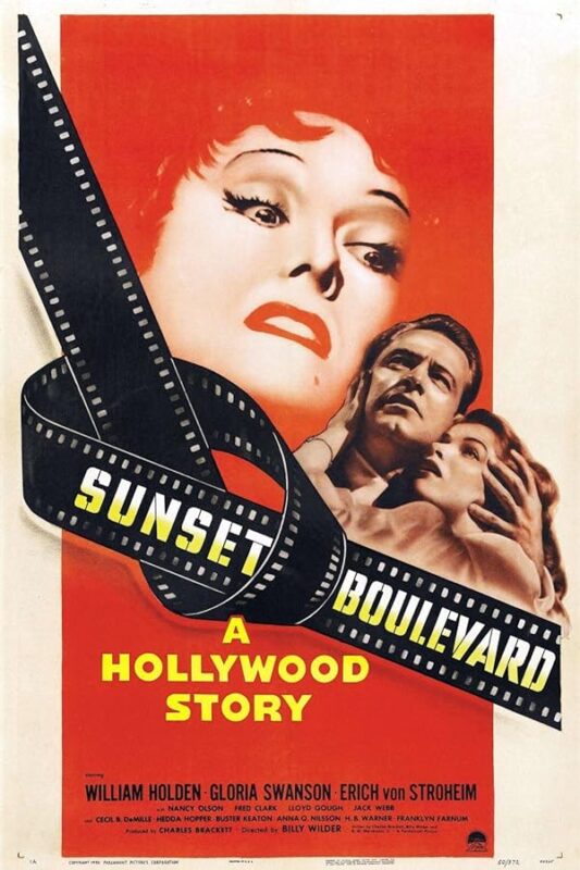 Sunset Boulevard poster with giant face