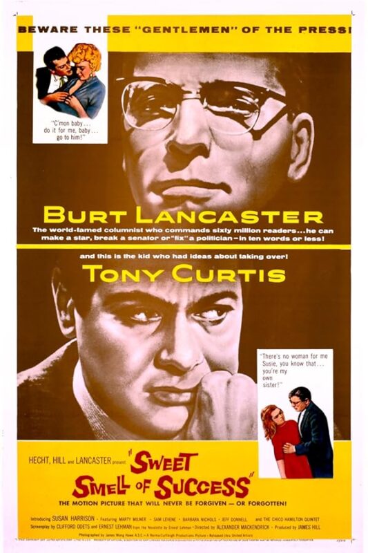 Vintage film poster with two male faces.