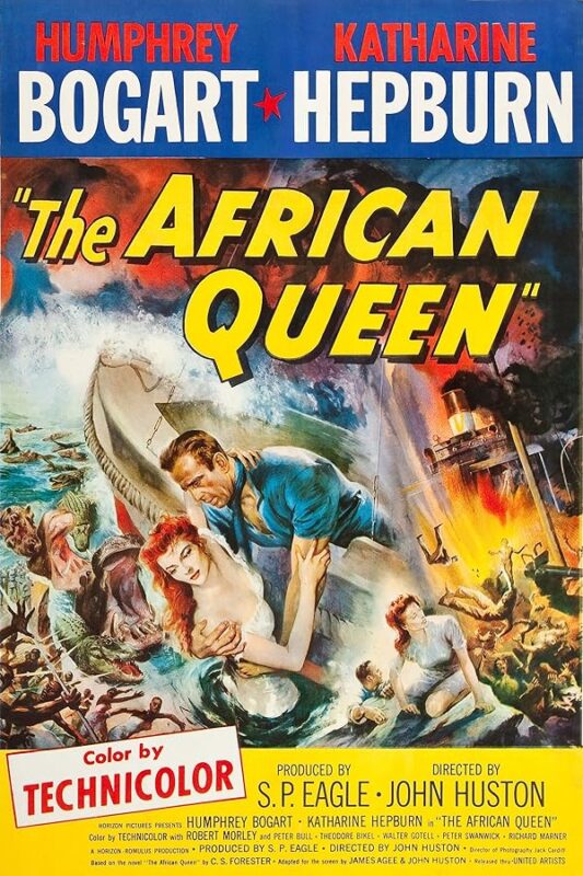 Vibrant vintage poster for The African Queen