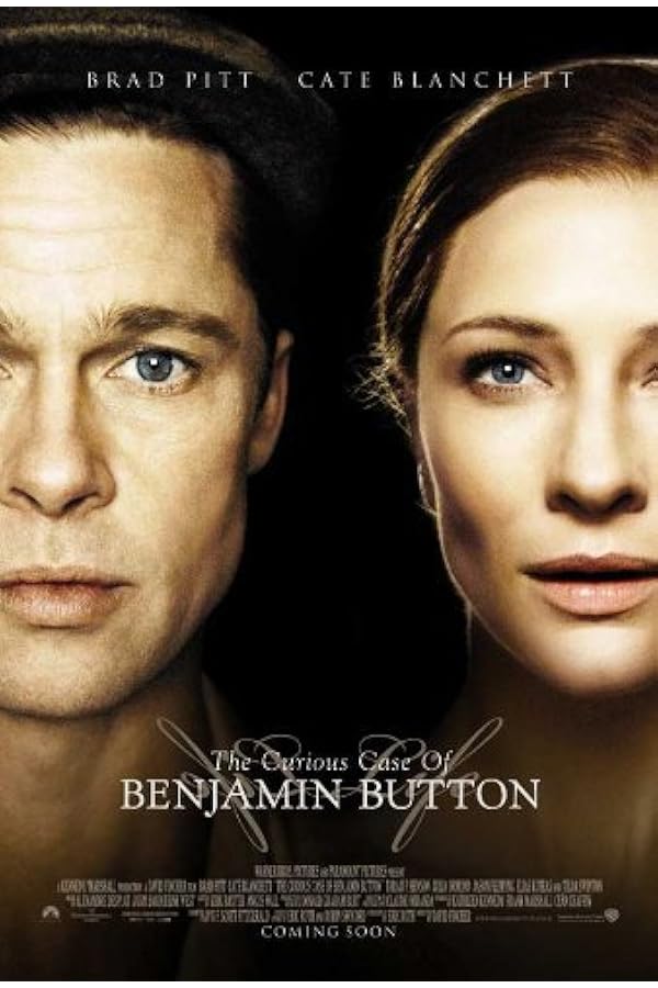 Split close-up of two faces, Benjamin Button