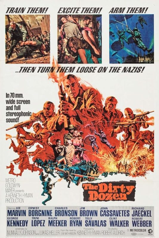 Illustrated WWII poster titled The Dirty Dozen