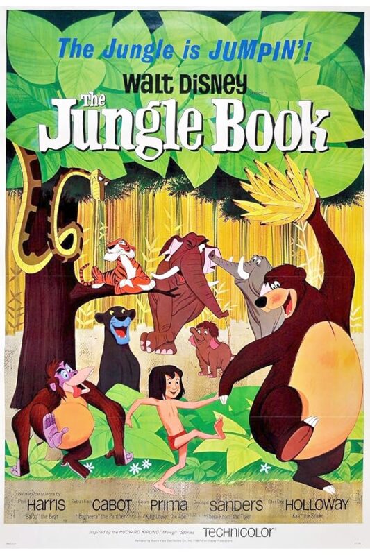 Colorful Jungle Book poster with characters