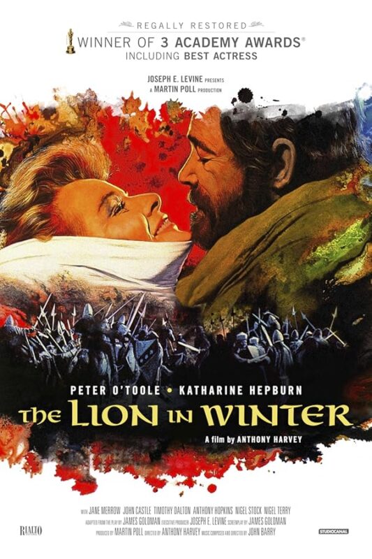 Illustrated poster of lovers above battlefield