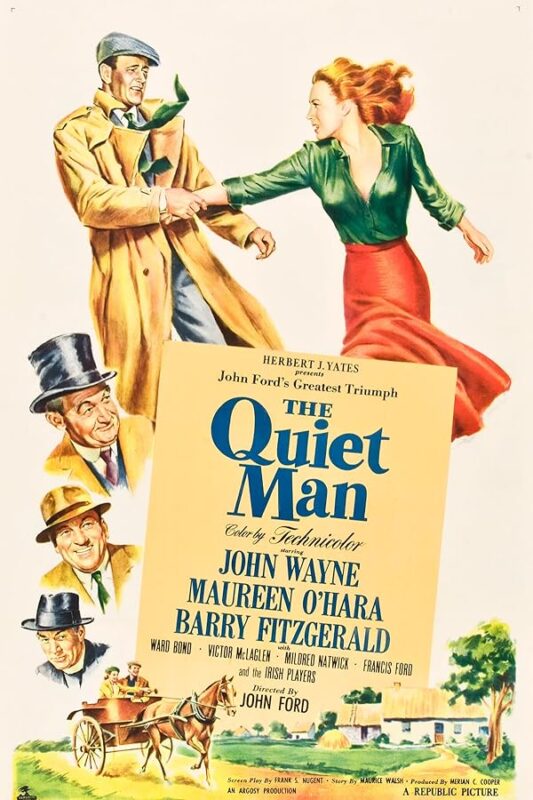 Vintage illustrated poster for The Quiet Man