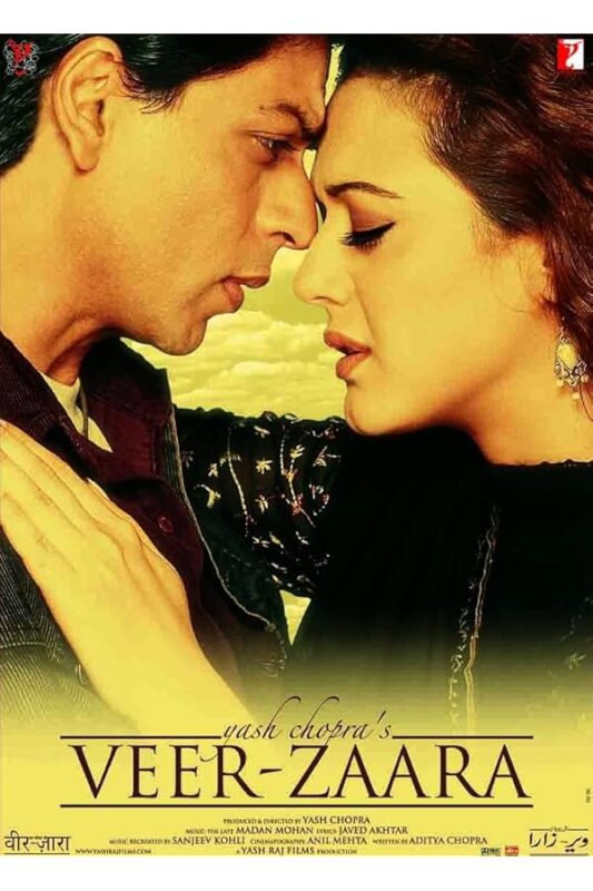 Close-up romantic poster with VEER-ZAARA title