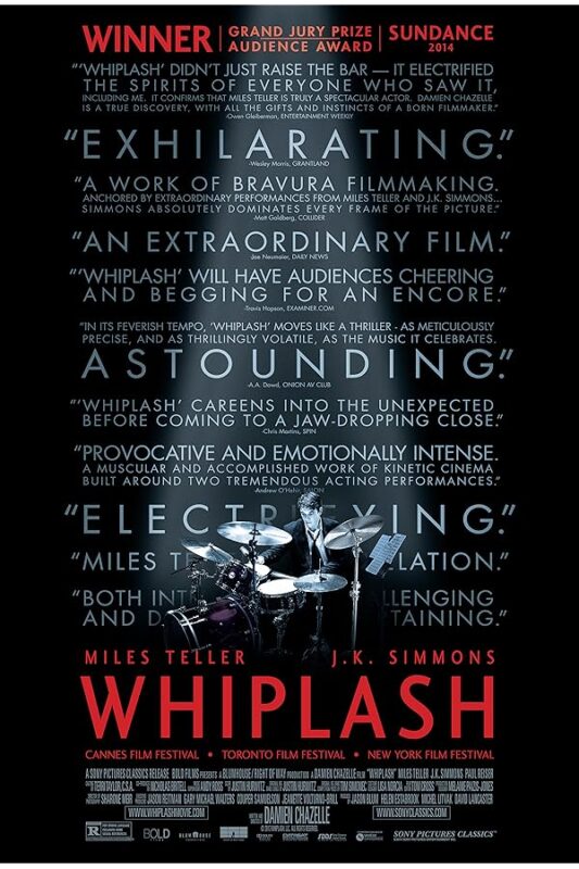 Movie poster of drummer silhouetted with title