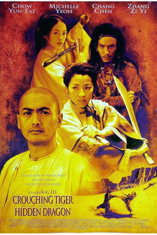 Yellow-toned martial arts poster with four warriors