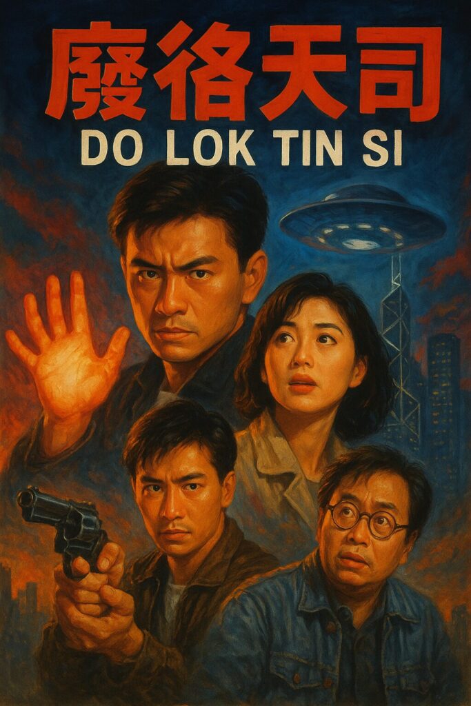 Painted Hong Kong sci-fi poster with UFO