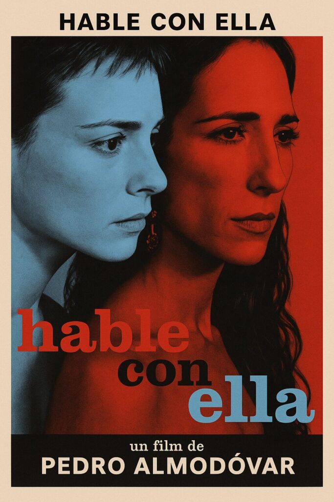 Dual women's profiles tinted red and blue