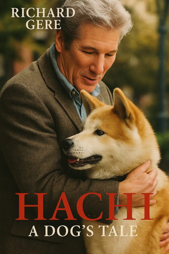 Man warmly embracing fluffy Akita dog