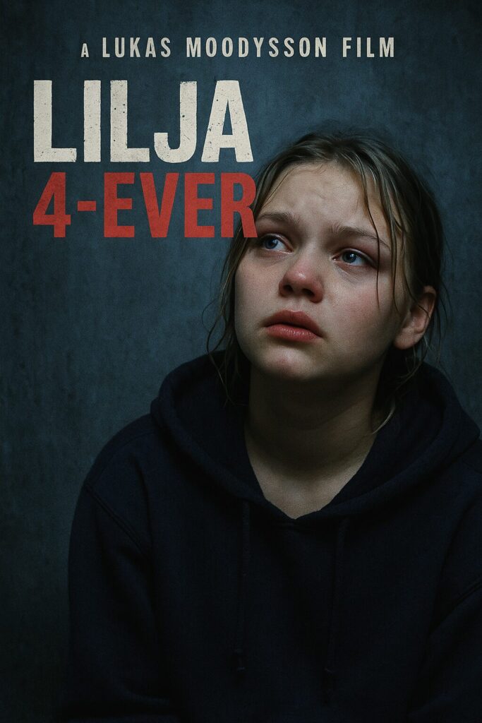 Tearful teenage girl on film poster