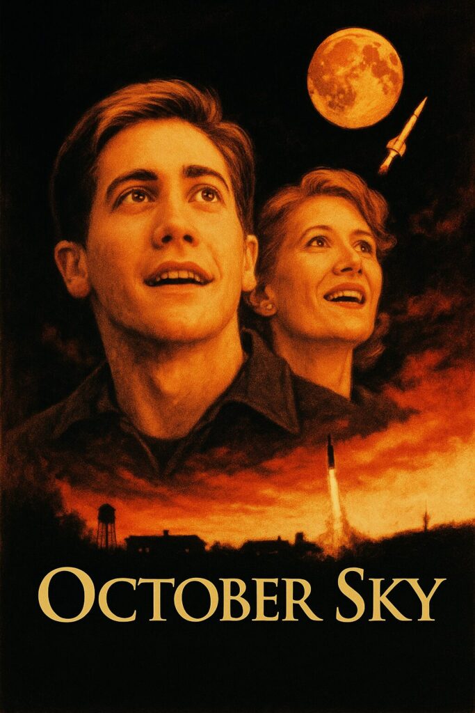 Two faces gazing at launching rocket