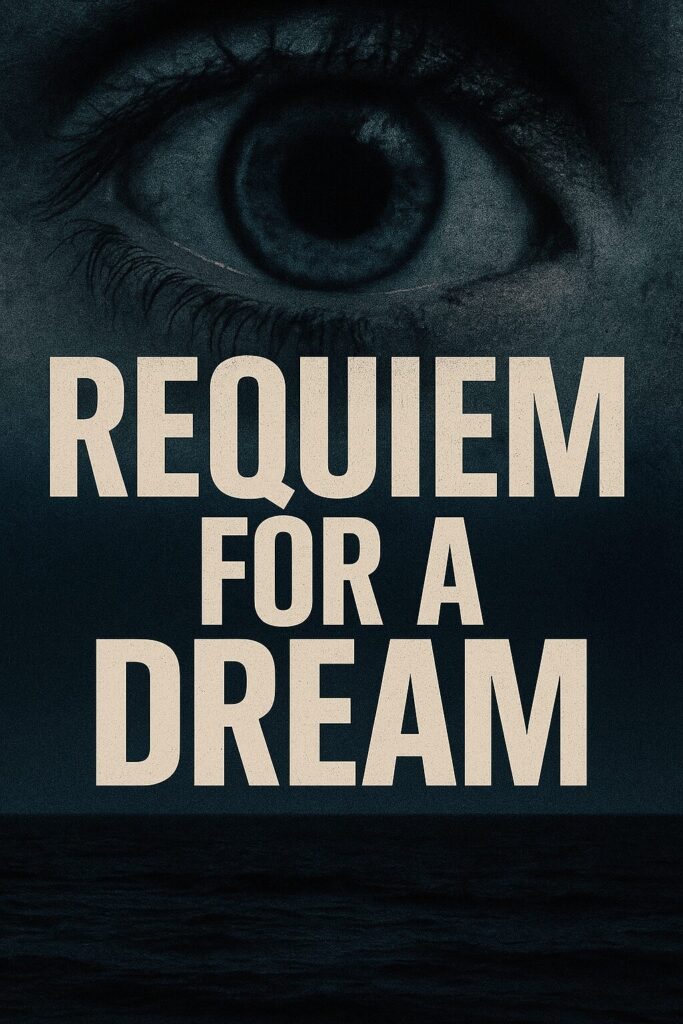 Close-up eye above Requiem for a Dream