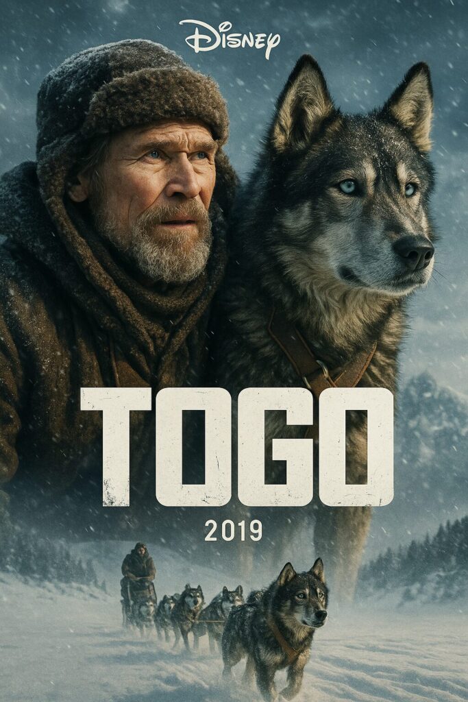 Weathered musher beside blue-eyed sled dog